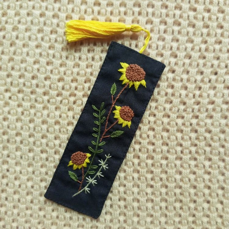 Fabric Bookmark - Floral Sunflowers