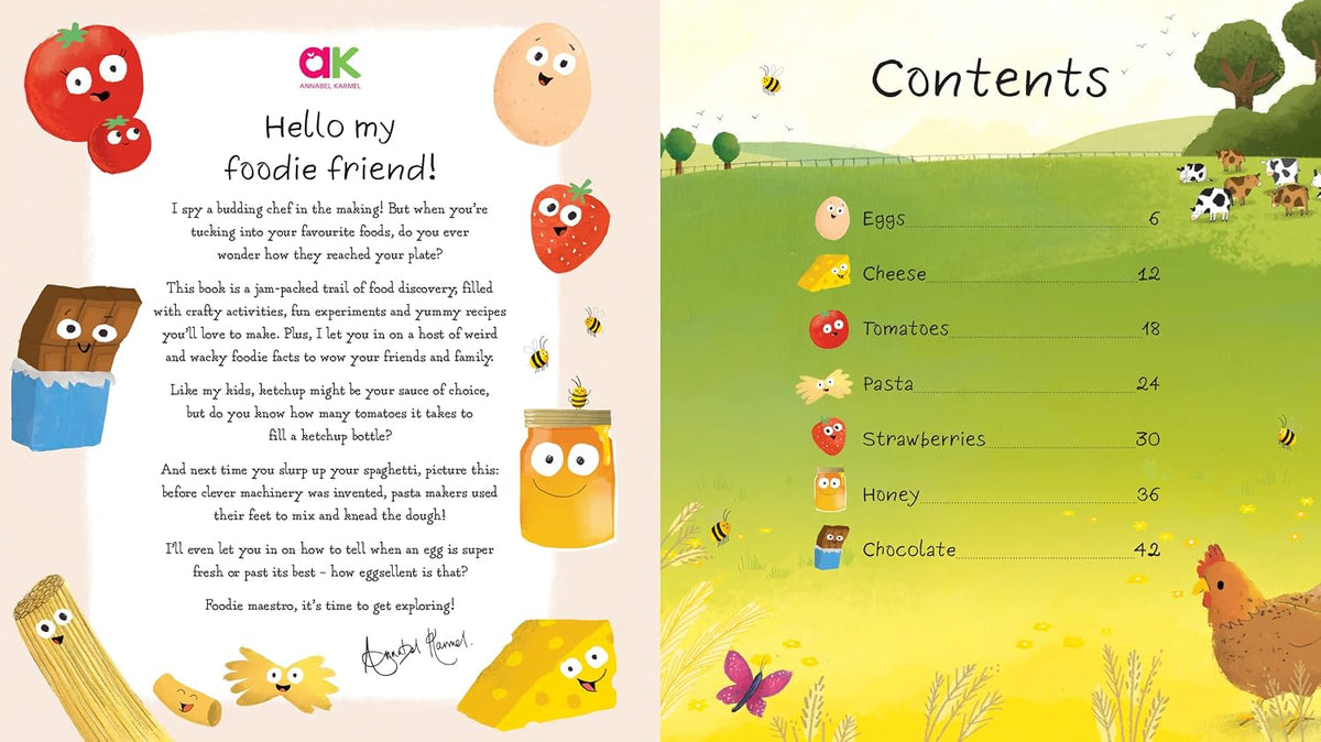 Where Does My Food Come From? interior – introduction and illustrated contents