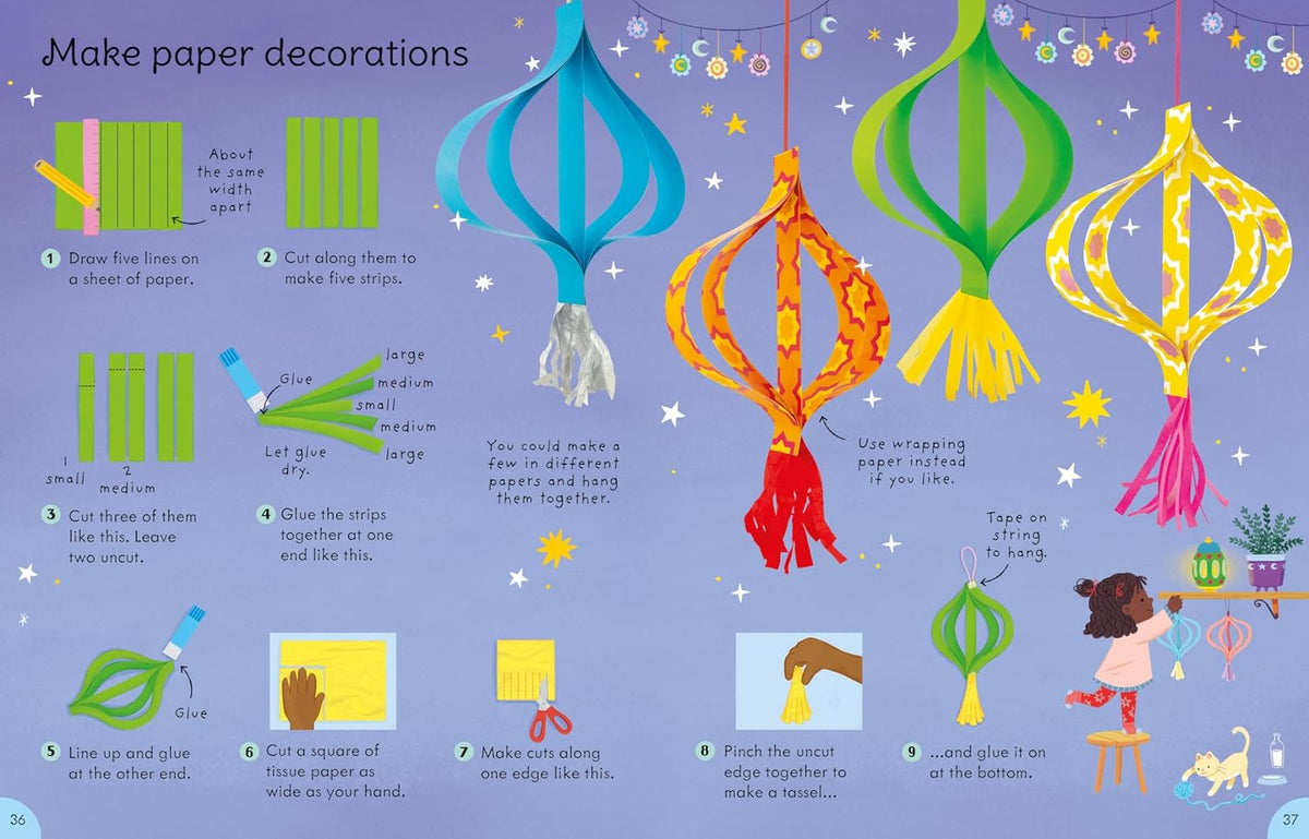 Eid Things to Make and Do interior – colourful paper decorations