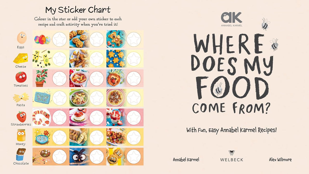 Where Does My Food Come From? interior – recipe and activity sticker chart