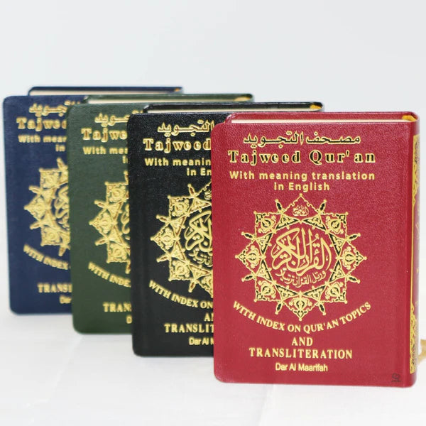 Quran with Transliteration, English Translation & Tajweed - Pocket/Small Size