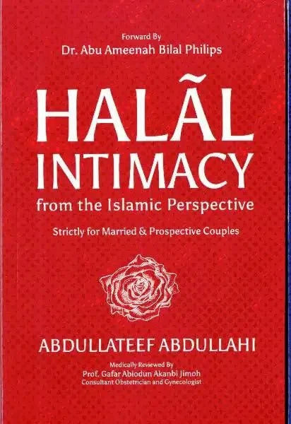 Red and blue covers of Halal Intimacy from the Islamic Perspective by Abdullateef Abdullahi