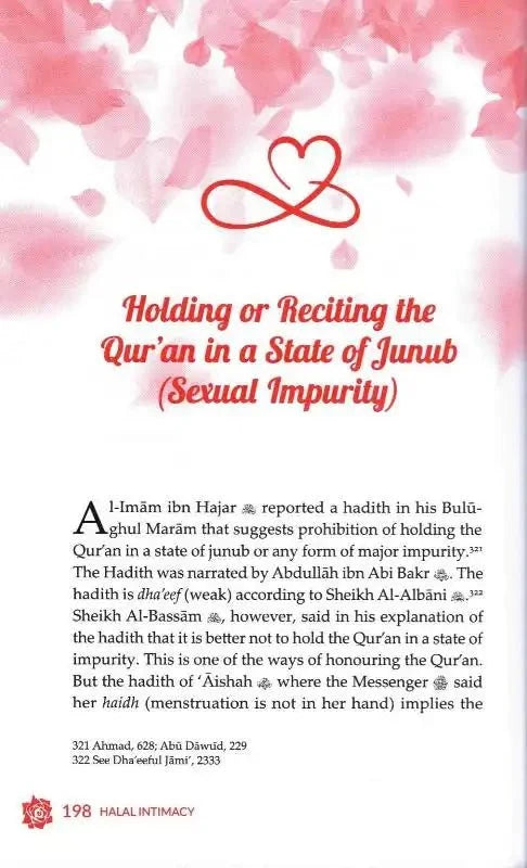 Inside page from Halal Intimacy discussing purification and reciting the Quran