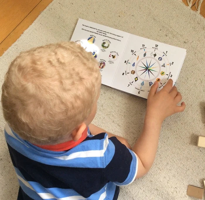 Child exploring the Islamic months calendar wheel