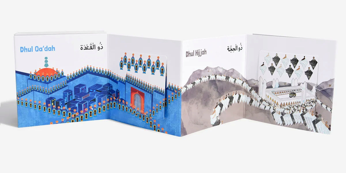 Fold-out pages showing Dhul Qa'dah and Dhul Hijjah