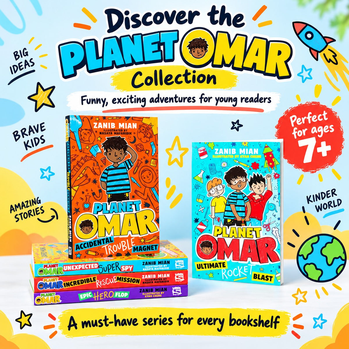 Discover the Planet Omar collection by Zanib Mian — five funny adventure books for young readers