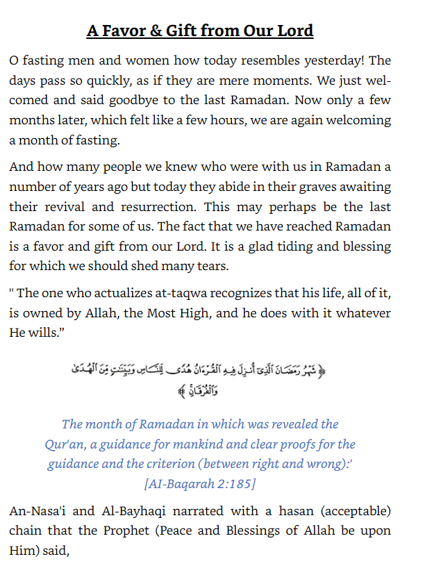Ramadan: An Opportunity to Connect with Your Lord